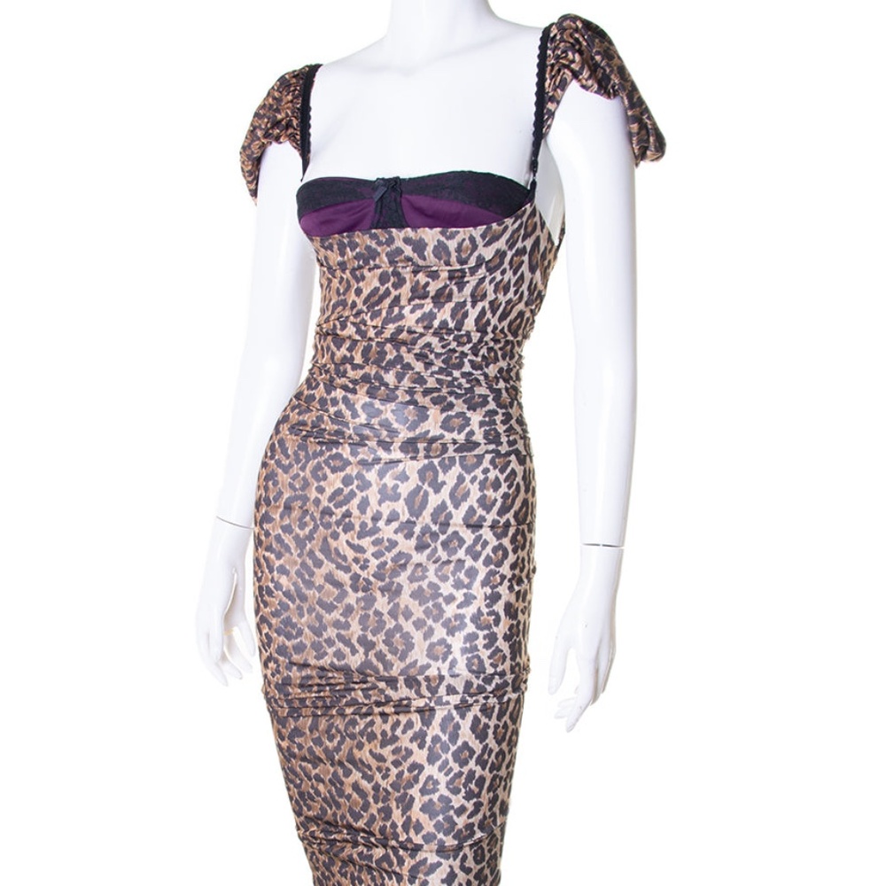 DOLCE & GABBANA Iconic Leopard Bra Dress S